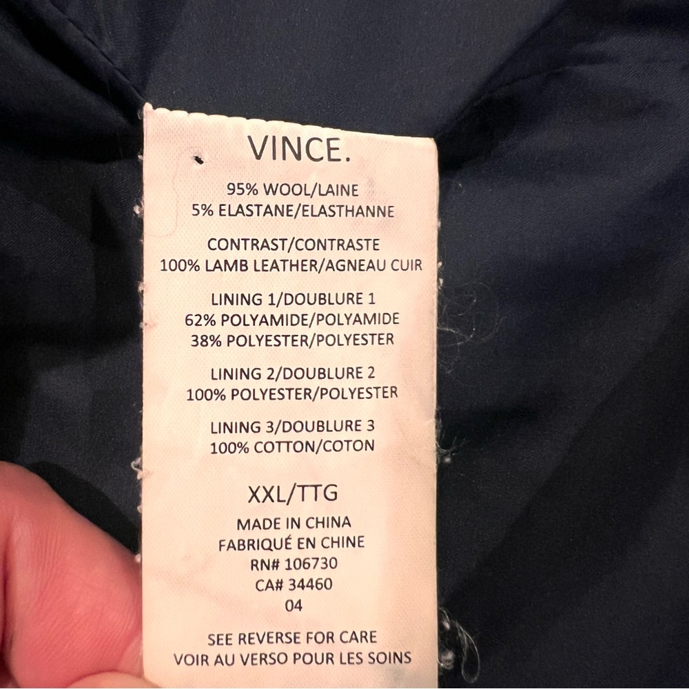 VINCE Men’s‎ Quilted Full-Zip Puffer Vest Gray/Black Lamb Leather/Wool XXL - Picture 11 of 16